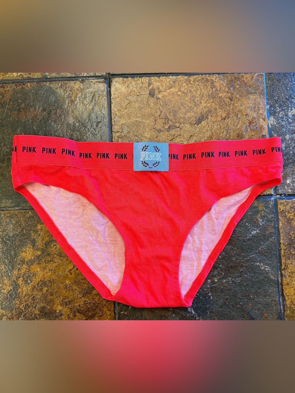 PINK Victoria's Secret Red & Light Blue Cotton Bikini Panty Set - Picture 2 of 16